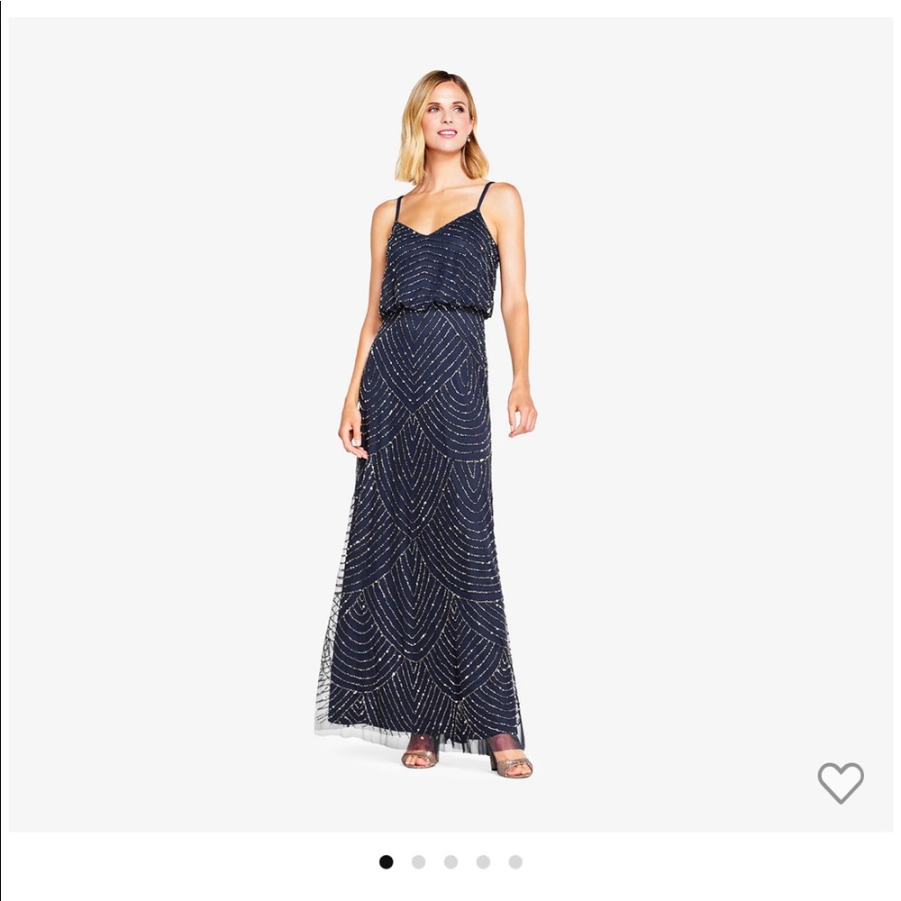 Adrianna Pappell embellished blouson gown , Art Deco Gunmetal dress